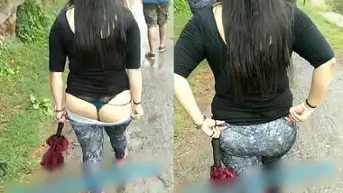 desi hot wife showing off her thong while walking